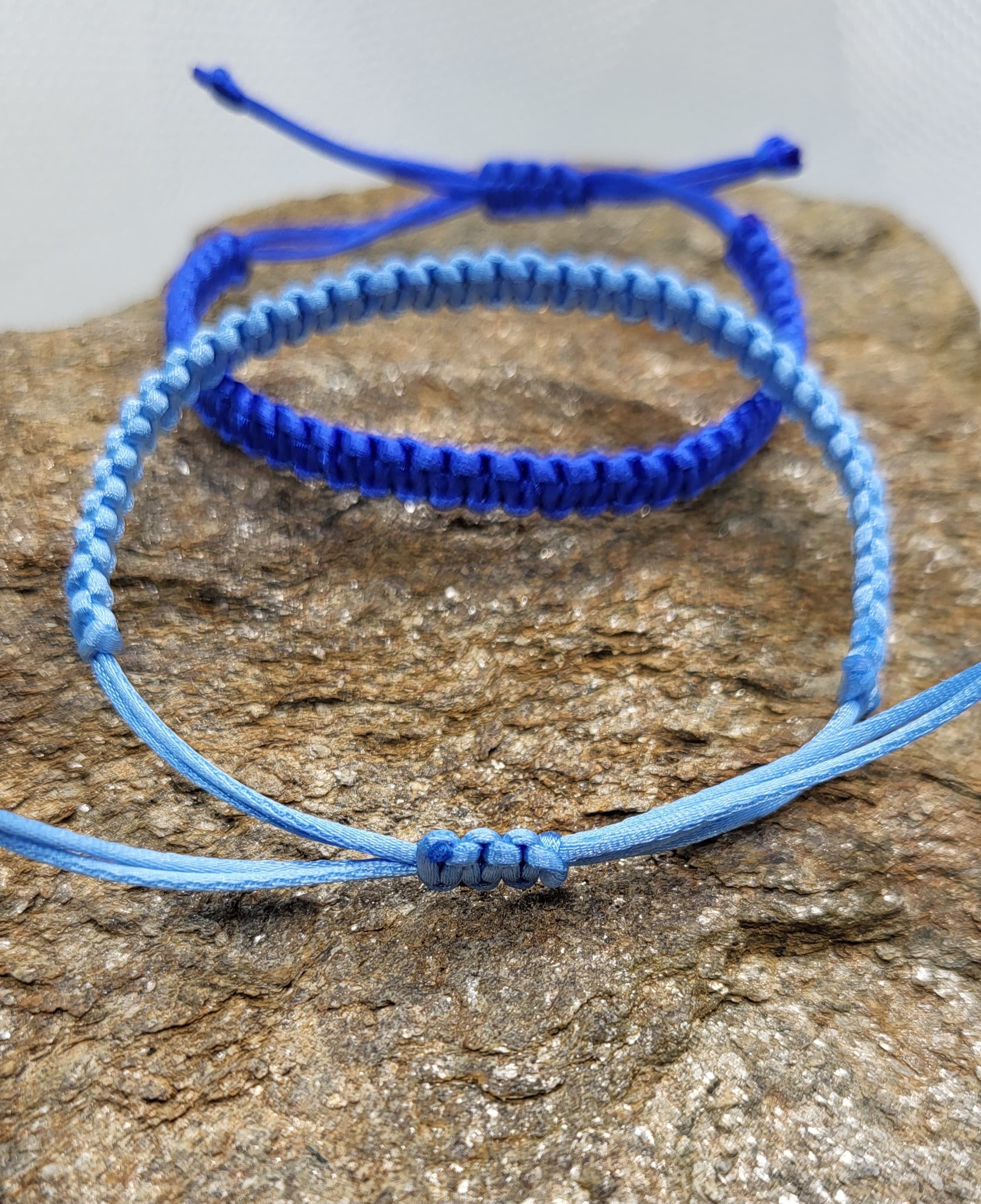 Brise Marine Duo de Bracelets Macramé Bleu Ciel et Bleu Foncé