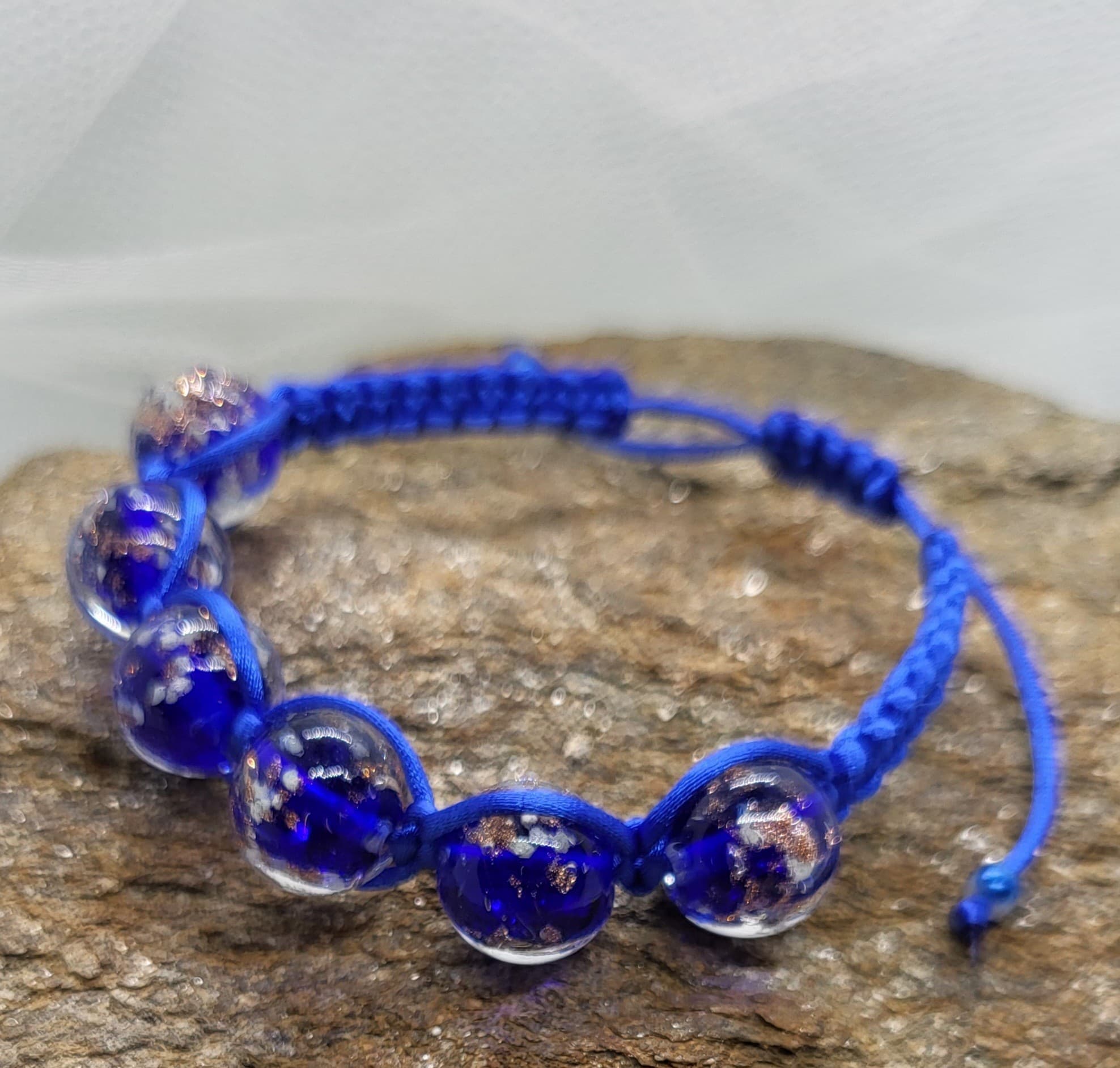 Bracelet Shamballa Bleu Murano Éclat des Océans