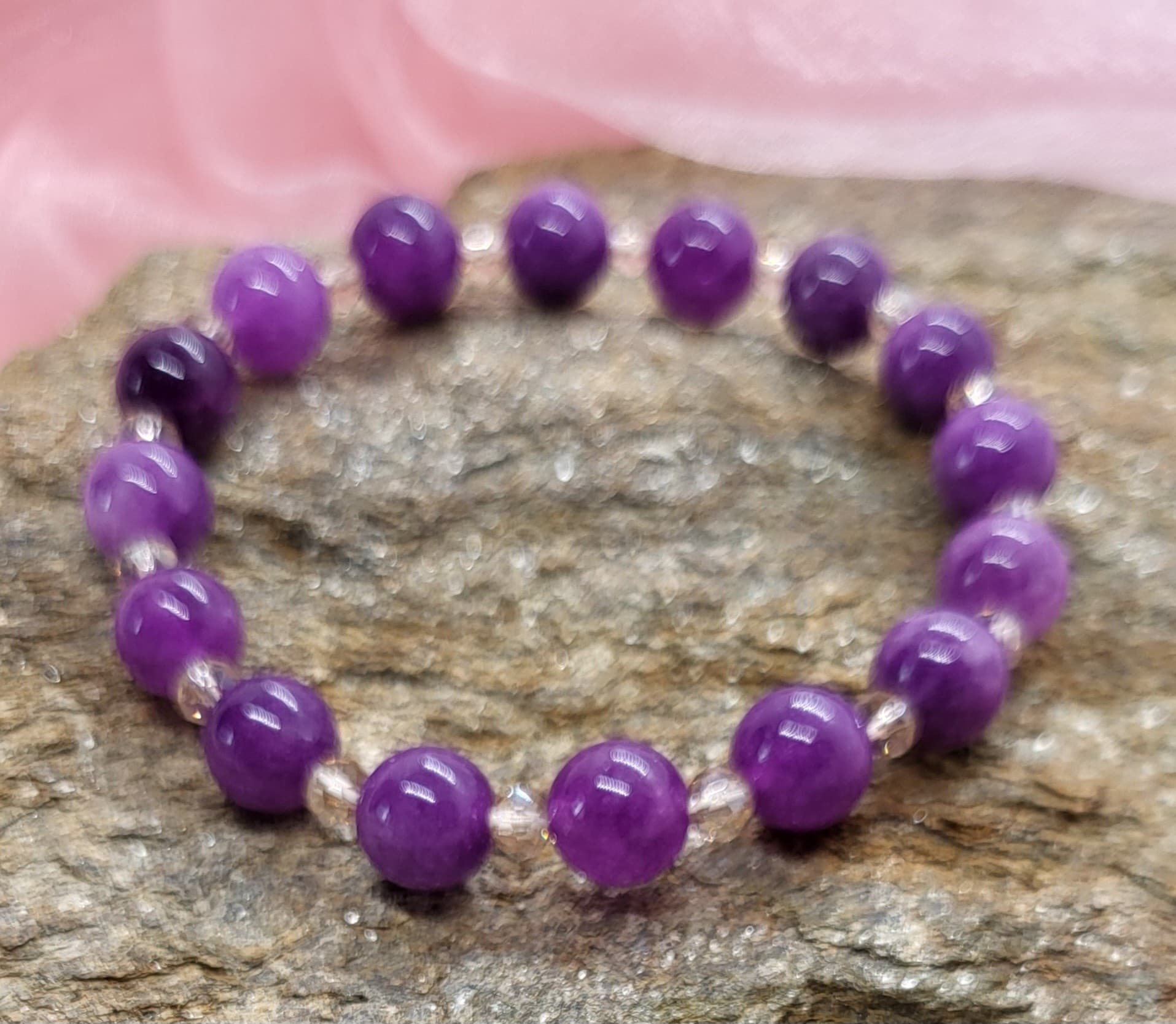 Bracelet Perles Violettes et Champagne - Pour les esprits sophistiqués