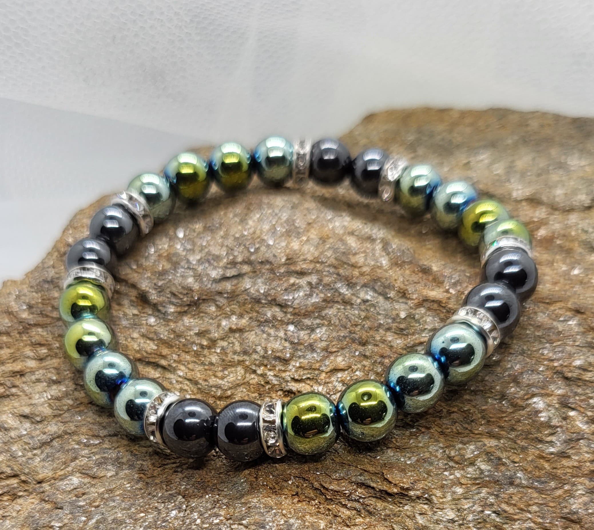 Bracelet Hematite Vert et Noir